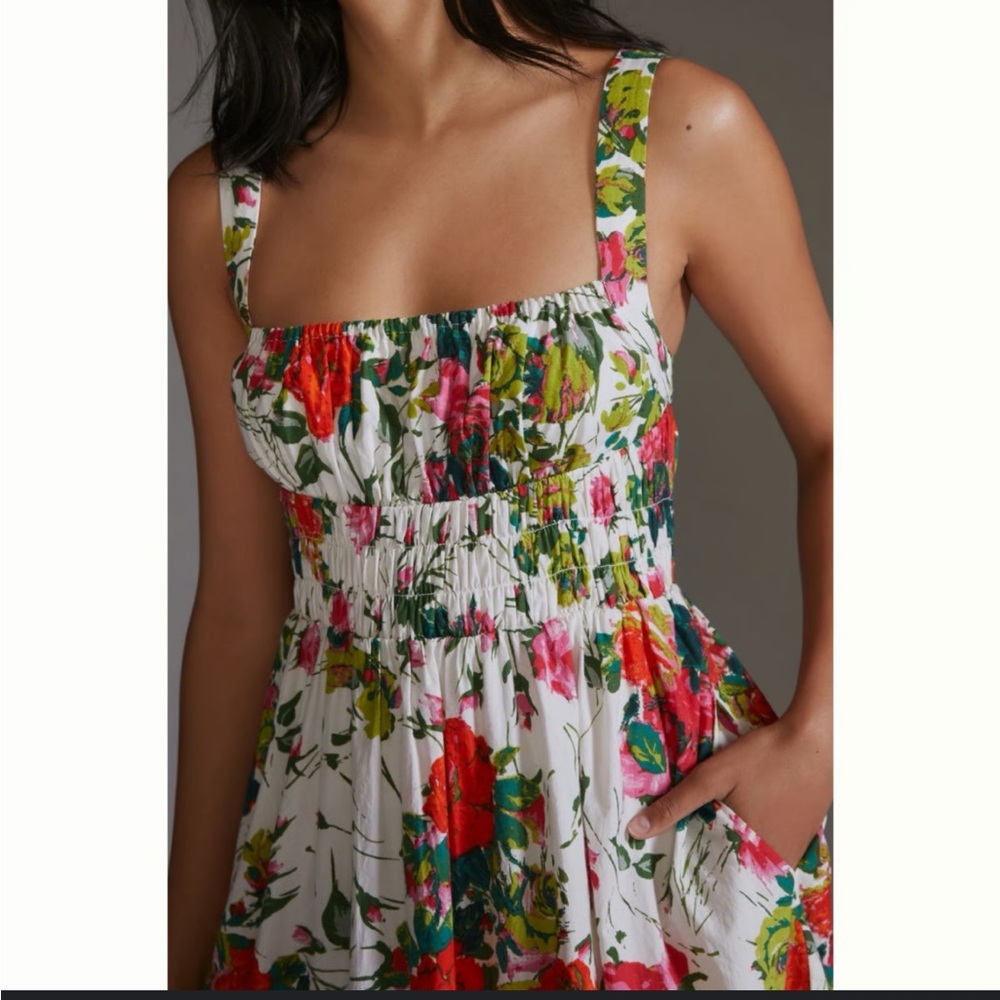 Anthropologie Floral Smocked Dress